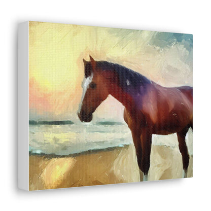 Horse wall art, beach wall art, ocean art, Canvas Gallery Wraps, Horse Beach, Sunset Beach - SaviTraviDesigns