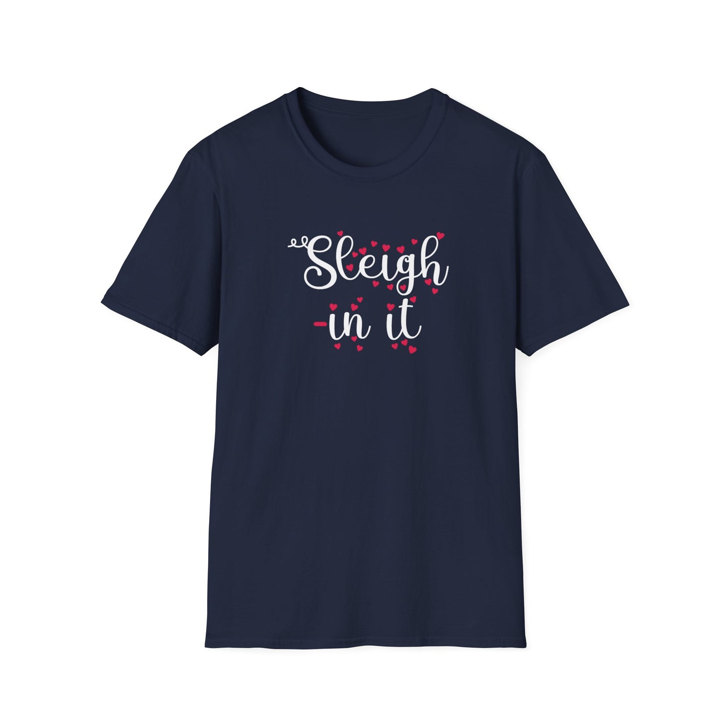 Sleigh In It Christmas Graphic T Shirt Navy