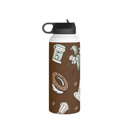 Coffee water bottle, Design water bottle, Stainless Steel Water Bottle, Standard Lid - SaviTraviDesigns