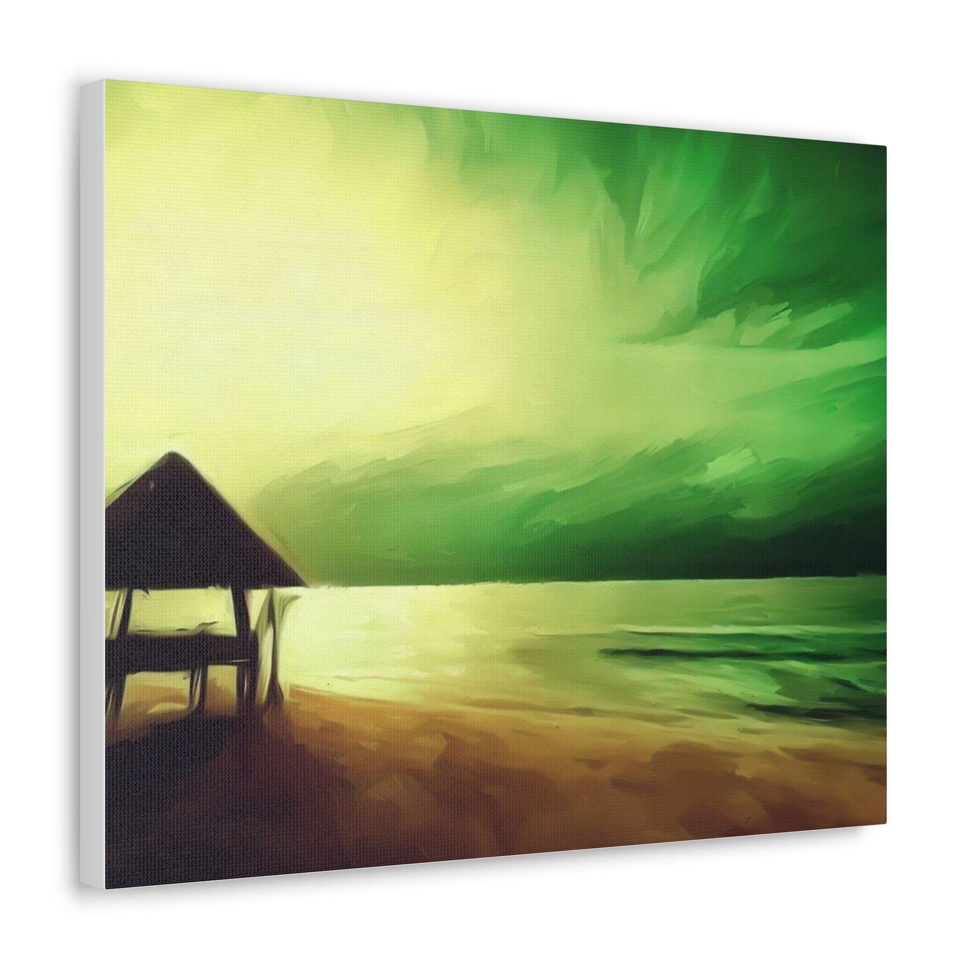 Green Sunset, Beach art, ocean art, beach wall art, Canvas Gallery Wraps