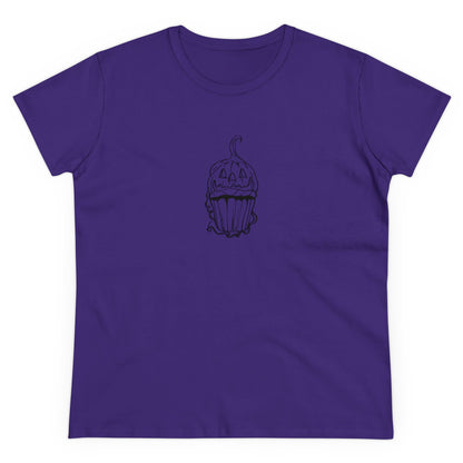 Pumpkin Cupcake, Halloween Cupcake Designs, Halloween Graphic Shirts, Spooky Halloween Shirts, Cute Halloween Graphic Tees Purple