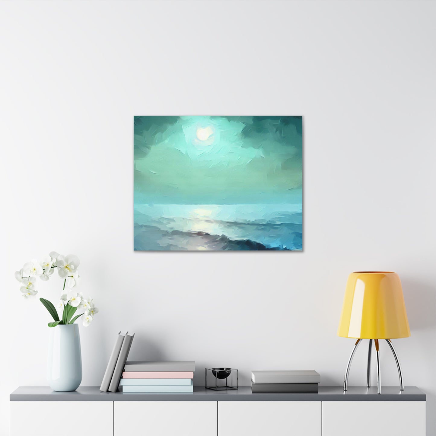 Moon wall art, Ocean wall art, ocean art, Canvas Gallery Wraps