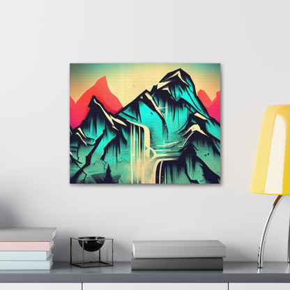 Blue Mountain, Mountain Sunset, Graffiti-inspired home decor, Modern street art prints, Graffiti wall art, Street art canvas art, Graffiti artist prints - SaviTraviDesigns