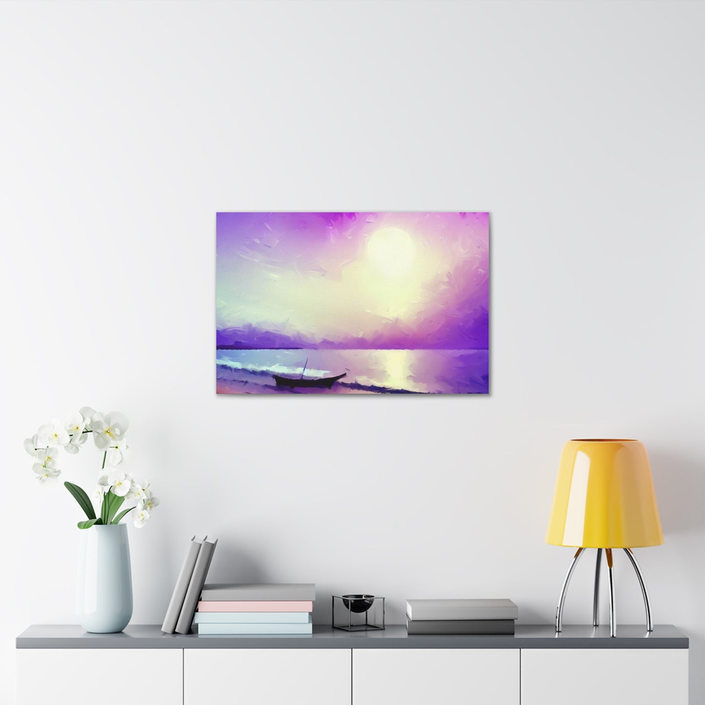 Sailboat Beach, Purple Sunset, Beach wall art, sunset wall art, beach art, Canvas Gallery Wraps