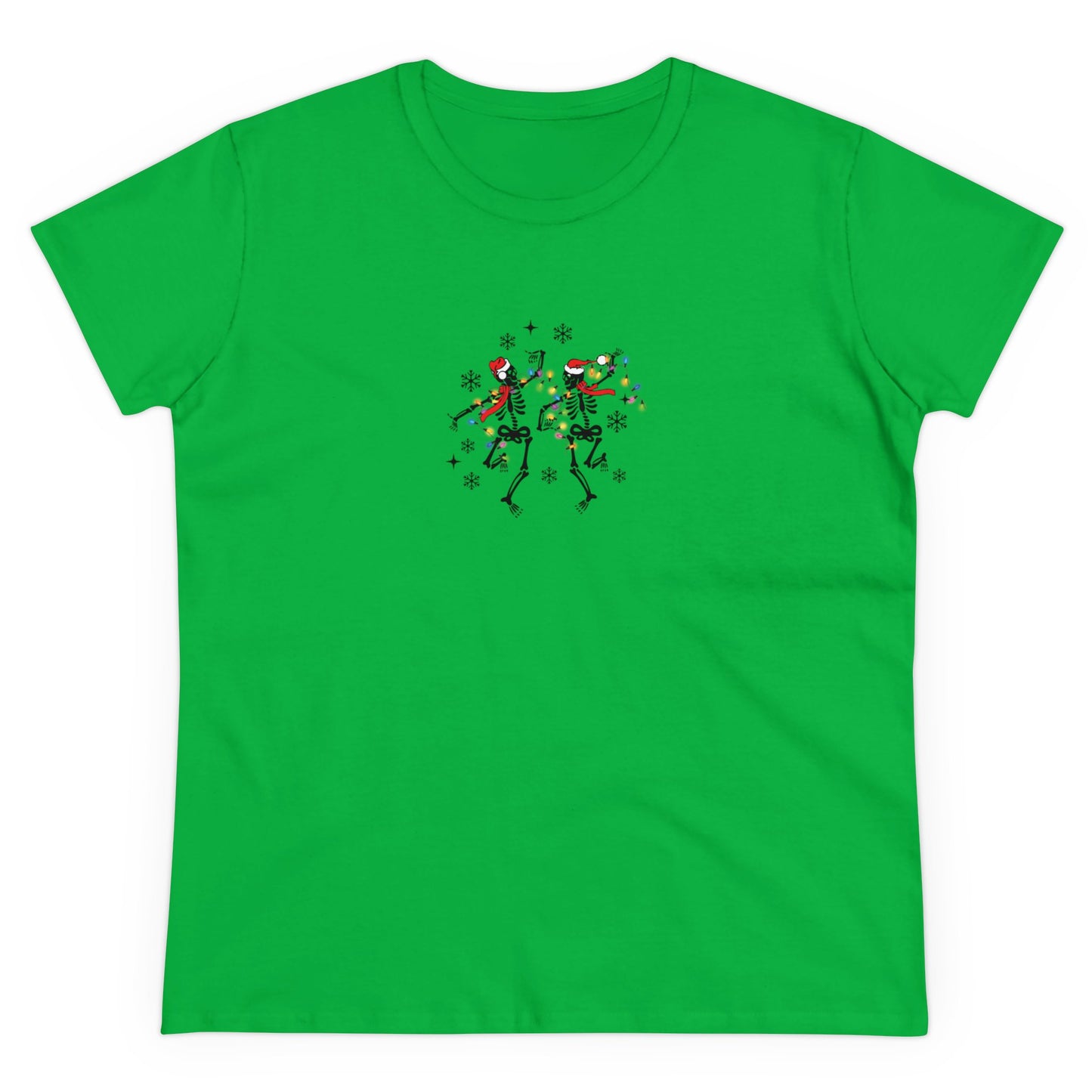 Dancing Christmas, Dancing Skeleton, Christmas Graphic Shirts, Festive Holiday T-Shirts, Ugly Christmas Sweater Tees, Funny Christmas Shirt Designs, Cute Xmas Graphic Tees Irish Green