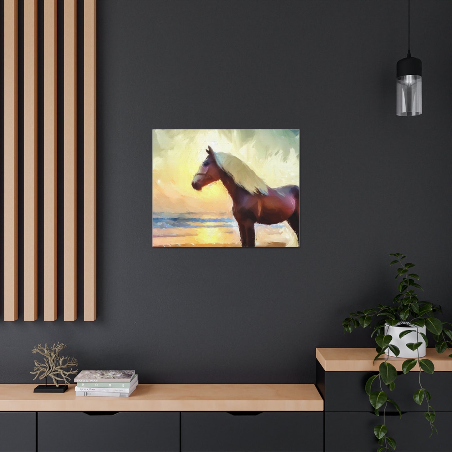 Horse wall art, beach wall art, ocean art, Canvas Gallery Wraps, Horse Beach, Sunset Beach - SaviTraviDesigns