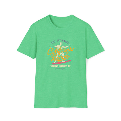 California Beach Surfing |Beach Lifestyle Shirts | Summer Vibe Apparel Heather Irish Green