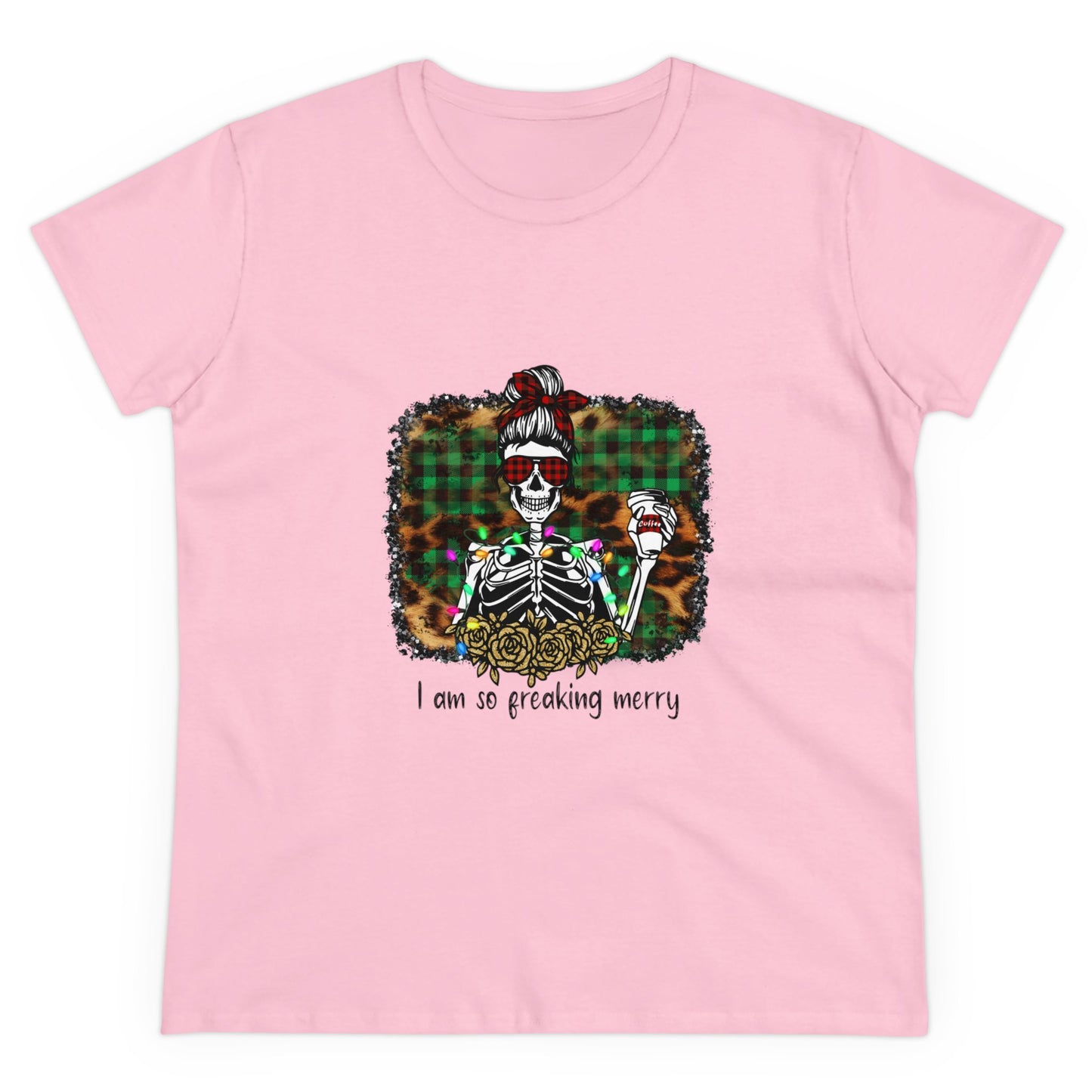 I'm So Freaking Merry, Christmas Graphic Shirts, Festive Holiday T-Shirts, Ugly Christmas Sweater Tees, Funny Christmas Shirt Designs, Cute Xmas Graphic Tees Light Pink