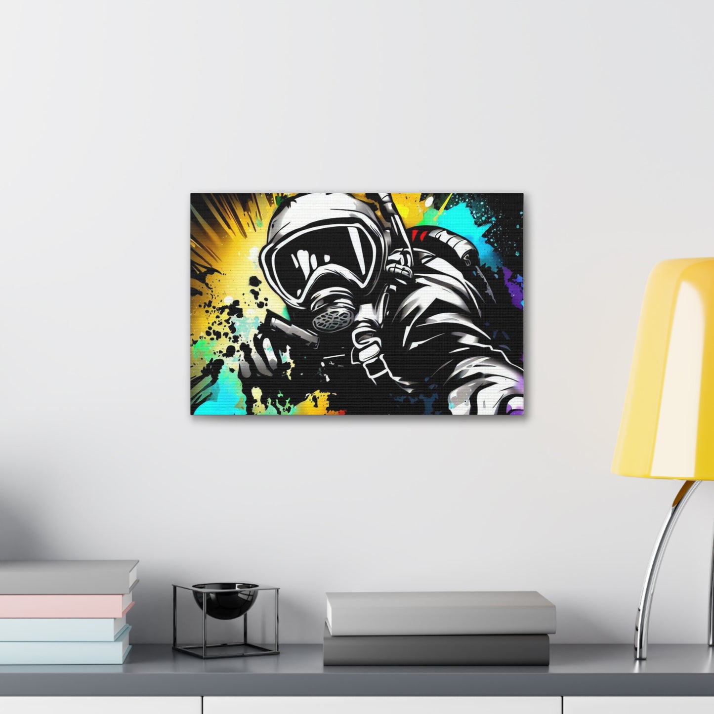 Gas Mask, SCUBA Diver, Graffiti Artist, Graffiti-inspired home decor, Modern street art prints, Graffiti wall art, Street art canvas art, Graffiti artist prints