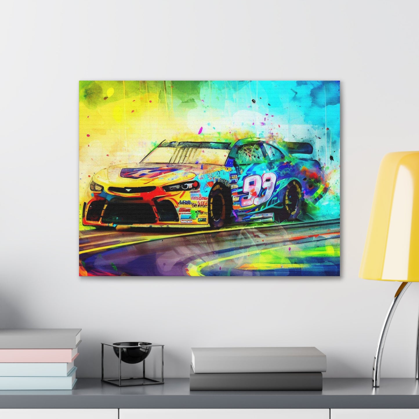 Nascar Painting, Graffiti art prints, Street art canvas, Urban art decor, Graffiti-style wall art, Graffiti canvas prints, Street art posters 24″ x 18″ Premium Gallery Wraps (1.25″)