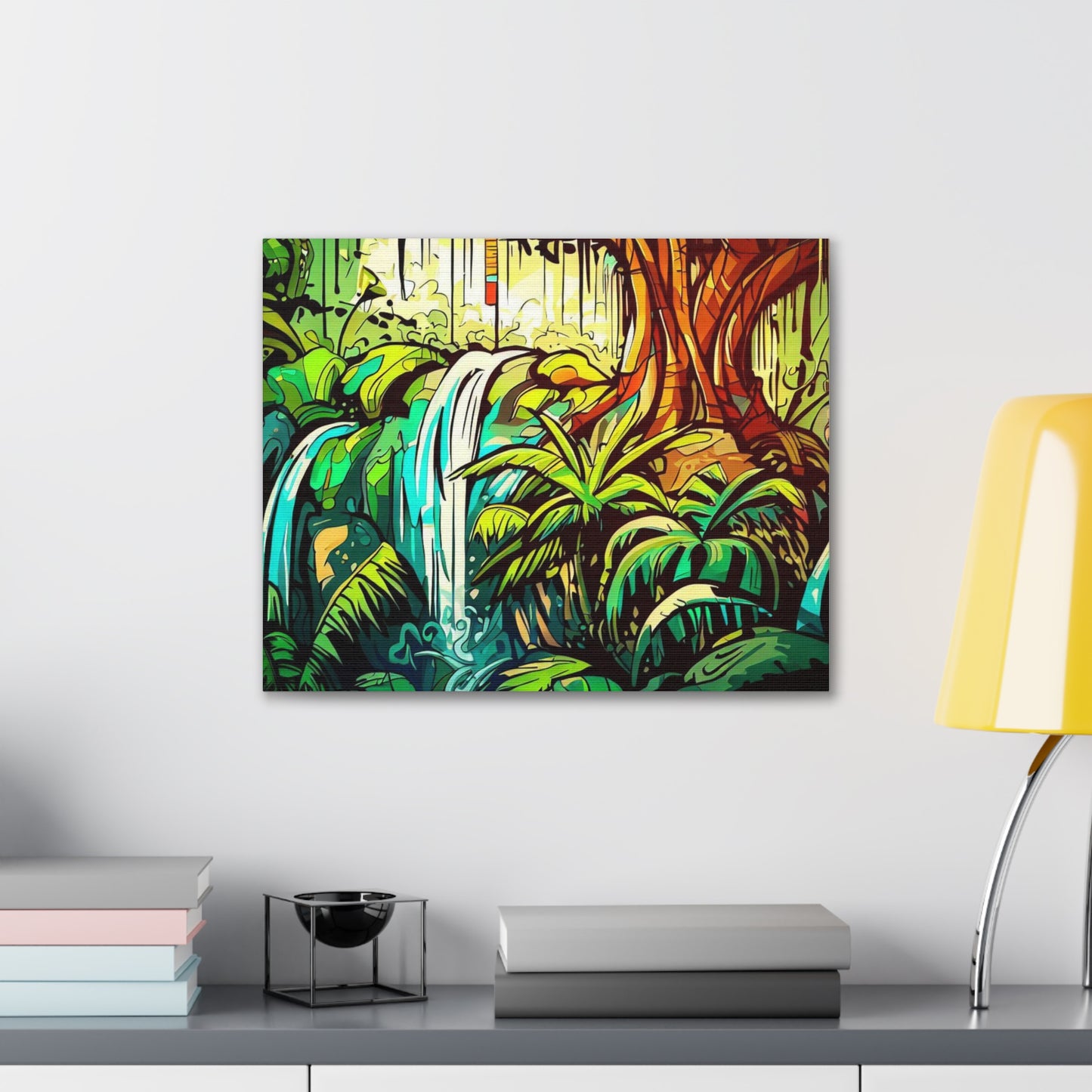 Rainforest Waterfall, Jungle Waterfall, Graffiti-inspired home decor, Modern street art prints, Graffiti wall art, Street art canvas art, Graffiti artist prints - SaviTraviDesigns