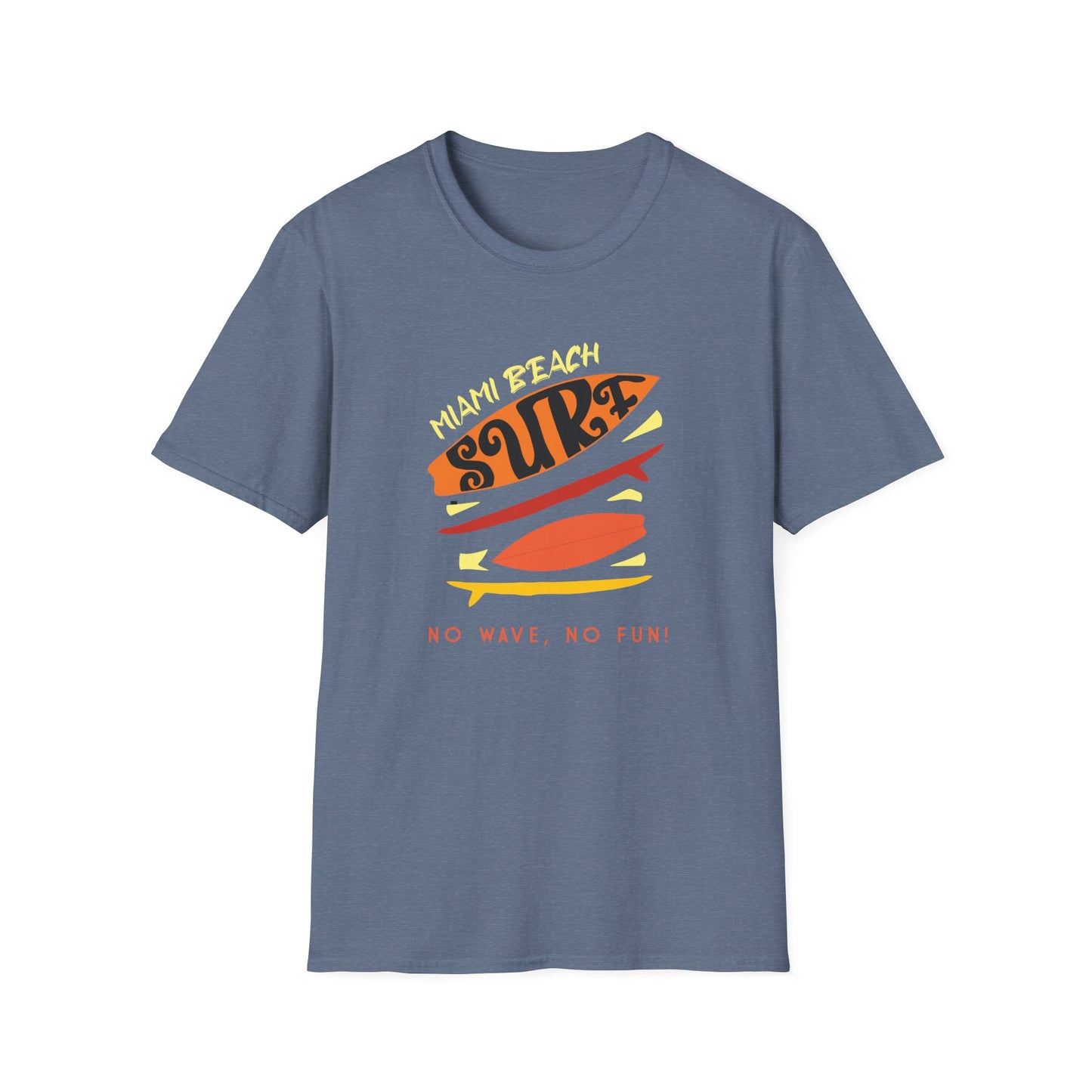 Miami Beach Surf Beachwear Graphic T Shirt Heather Indigo