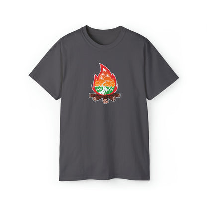 Wanderlust Campfire | Hiking & Camping Tee | Nature-Inspired Outdoor Apparel Charcoal