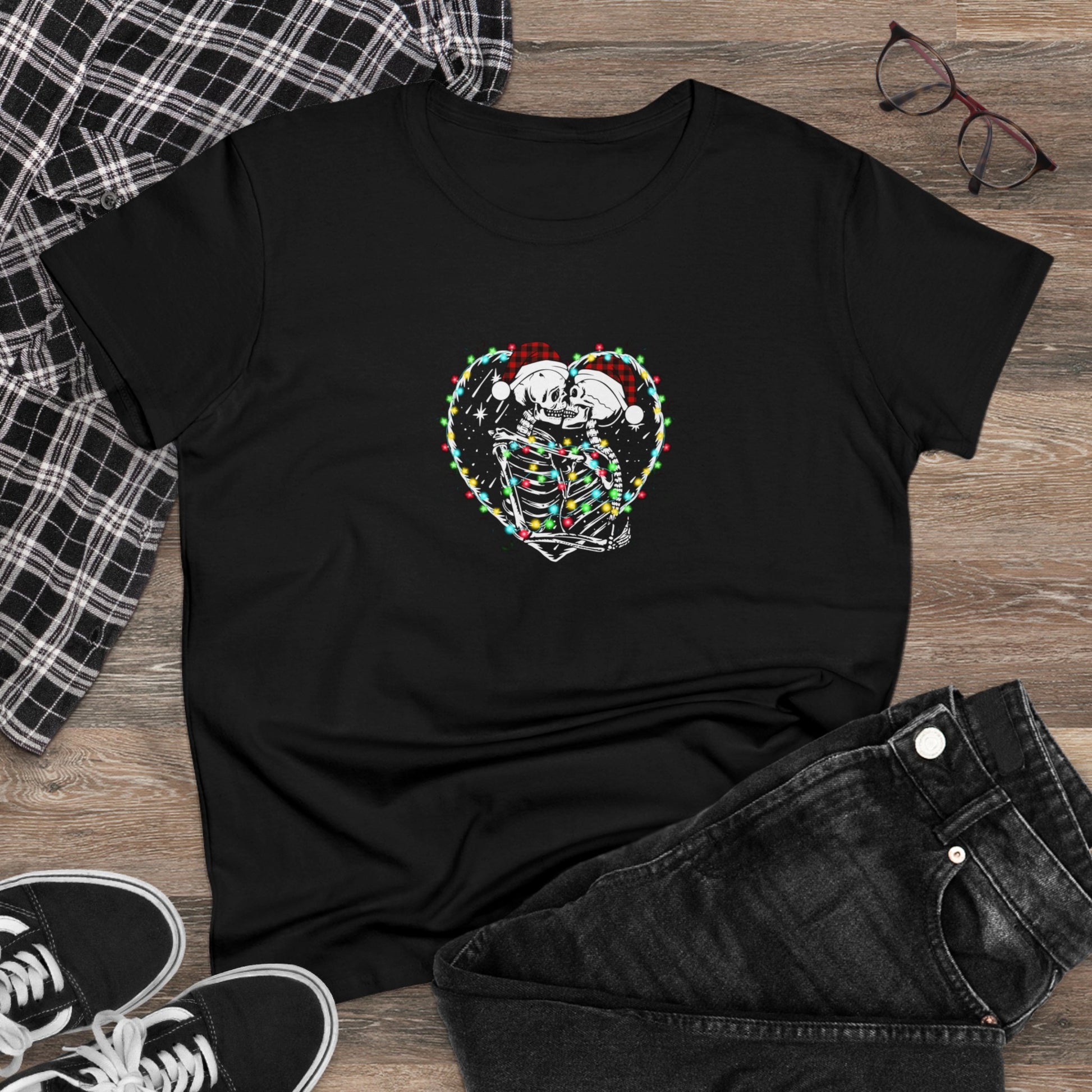 Skeleton Christmas, Skeleton Heart, Skeleton Love, Christmas Graphic Shirts, Festive Holiday T-Shirts, Ugly Christmas Sweater Tees