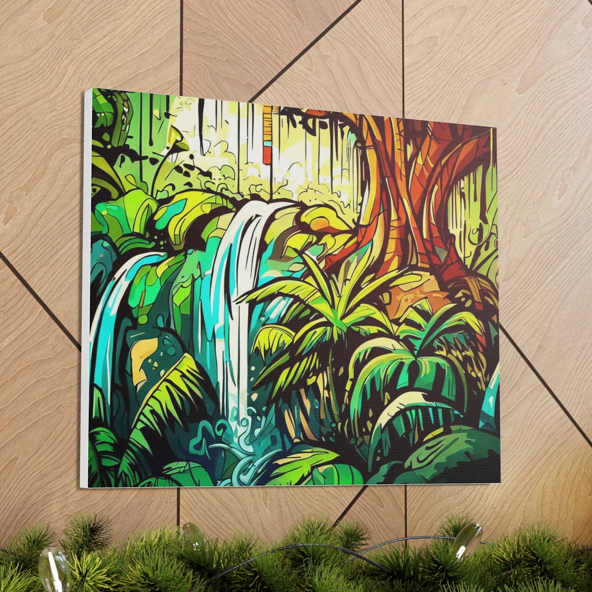 Rainforest Waterfall, Jungle Waterfall, Graffiti-inspired home decor, Modern street art prints, Graffiti wall art, Street art canvas art, Graffiti artist prints - SaviTraviDesigns