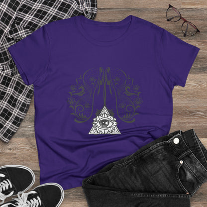 Meditation T-Shirts, Yoga Graphic Tees, Mindfulness Apparel, Zen T-Shirts, Spiritual Shirts, Chakra Tees, Womens T-Shirt Purple