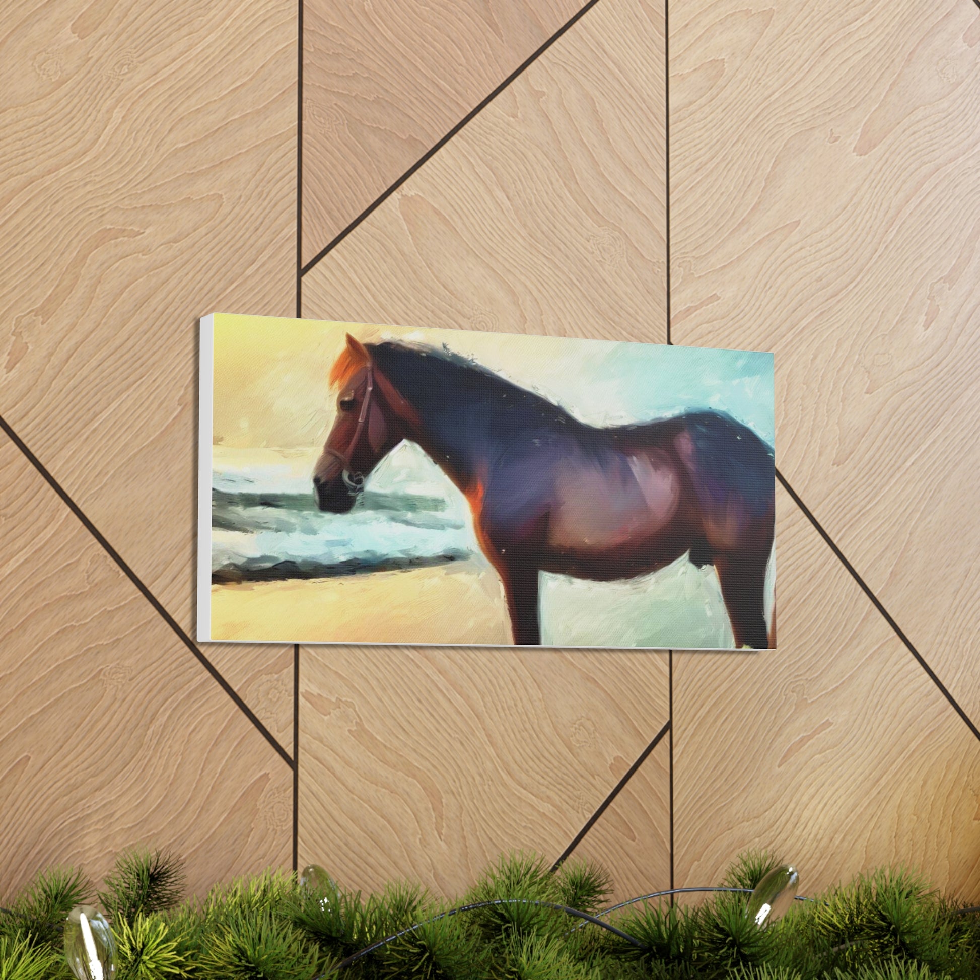 Horse wall art, Beach wall art, ocean art, Canvas Gallery Wraps, Horse Beach, Sunset Beach - SaviTraviDesigns