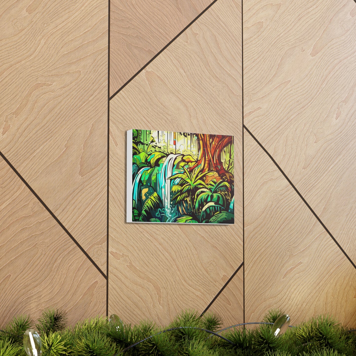 Rainforest Waterfall, Jungle Waterfall, Graffiti-inspired home decor, Modern street art prints, Graffiti wall art, Street art canvas art, Graffiti artist prints - SaviTraviDesigns