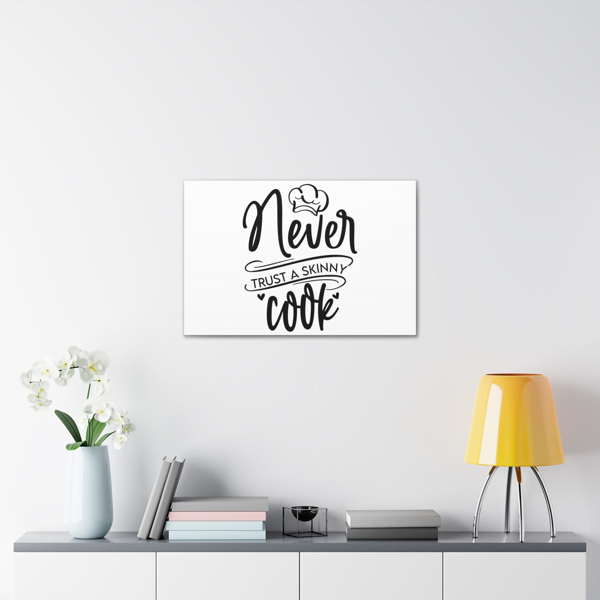 Never Trust A Skinny Cook, Kitchen quote canvas prints, Kitchen wall decor quotes, Kitchen canvas art, Funny kitchen quotes on canvas, Inspirational kitchen quotes - SaviTraviDesigns