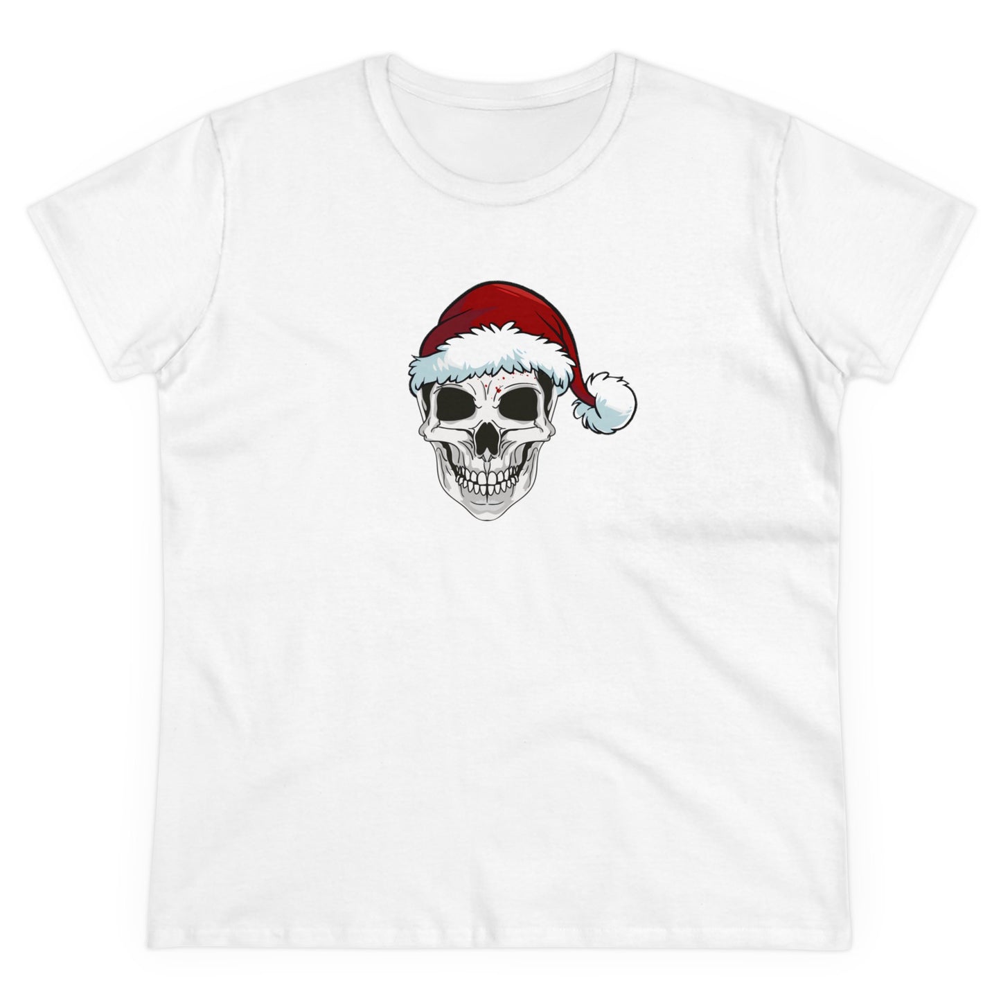 Skeleton Santa Hat, Christmas Graphic Shirts, Festive Holiday T-Shirts, Ugly Christmas Sweater Tees, Funny Christmas Shirt Designs, Cute Xmas Graphic Tees White