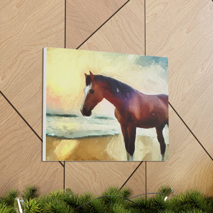 Horse wall art, beach wall art, ocean art, Canvas Gallery Wraps, Horse Beach, Sunset Beach - SaviTraviDesigns