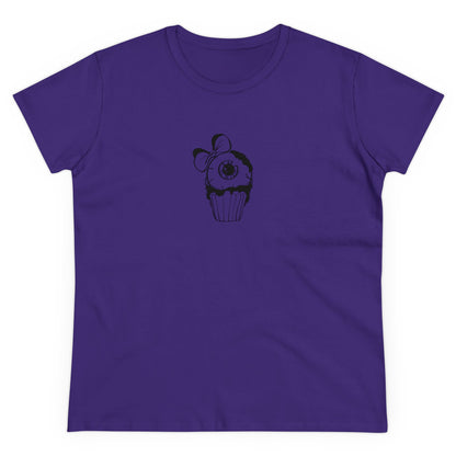 Cute Eyeball Cupcake, Halloween Cupcake Designs, Halloween Graphic Shirts, Spooky Halloween Shirts, Cute Halloween Graphic Tees Purple