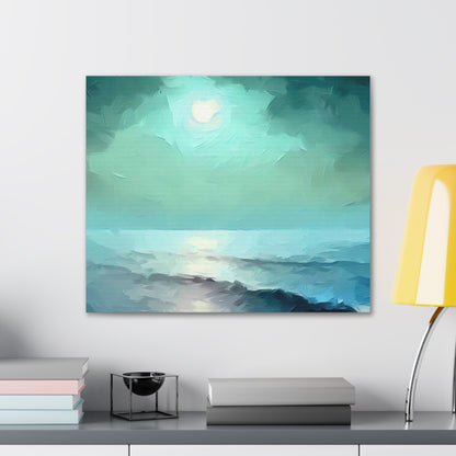 Moon wall art, Ocean wall art, ocean art, Canvas Gallery Wraps