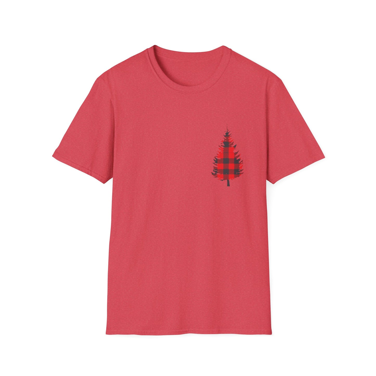 Plaid Christmas Tree Graphic T Shirt Heather Red