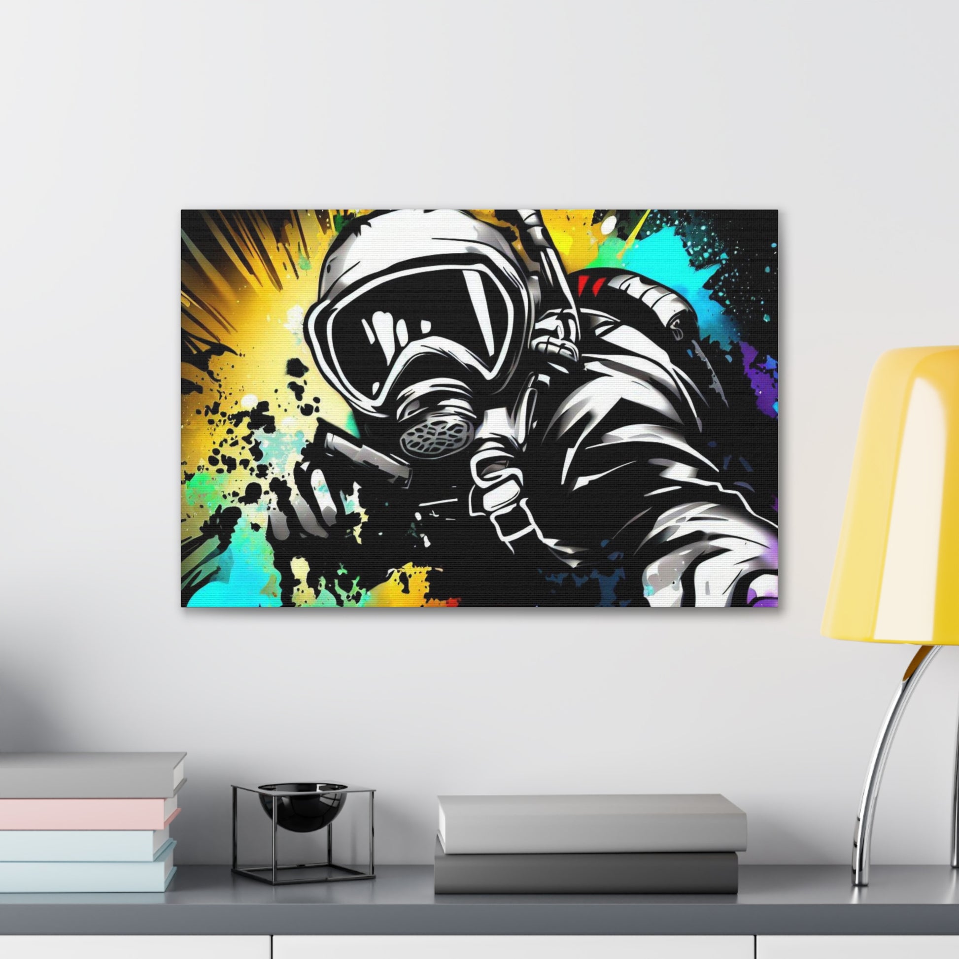 Gas Mask, SCUBA Diver, Graffiti Artist, Graffiti-inspired home decor, Modern street art prints, Graffiti wall art, Street art canvas art, Graffiti artist prints