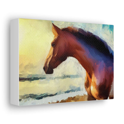 Horse wall art, beach art, ocean art, Canvas Gallery Wraps, Horse Beach, Sunset Beach - SaviTraviDesigns