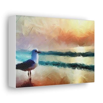 Sunset wall art, beach wall art, ocean art, Canvas Gallery Wraps, Seagull Beach