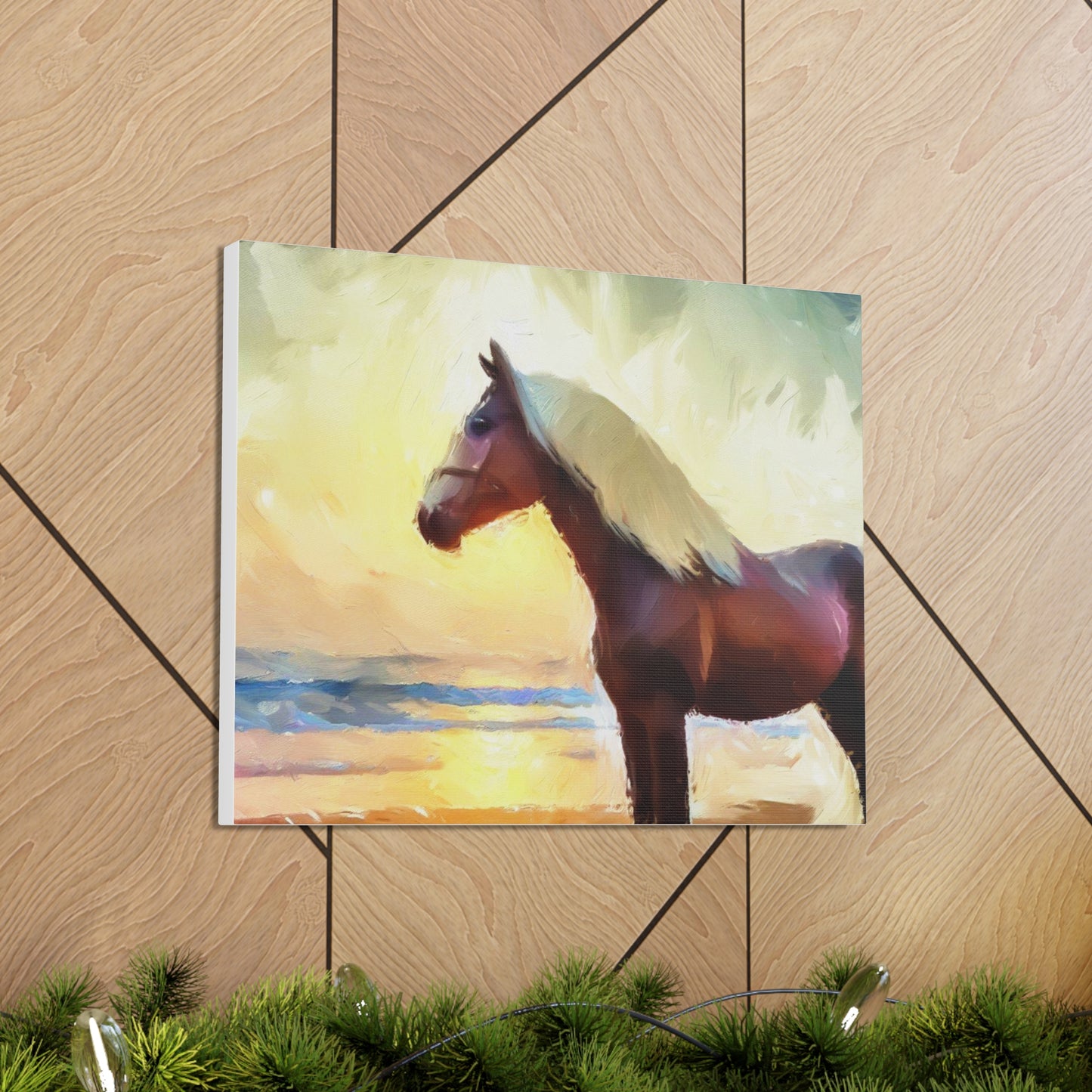 Horse wall art, beach wall art, ocean art, Canvas Gallery Wraps, Horse Beach, Sunset Beach - SaviTraviDesigns