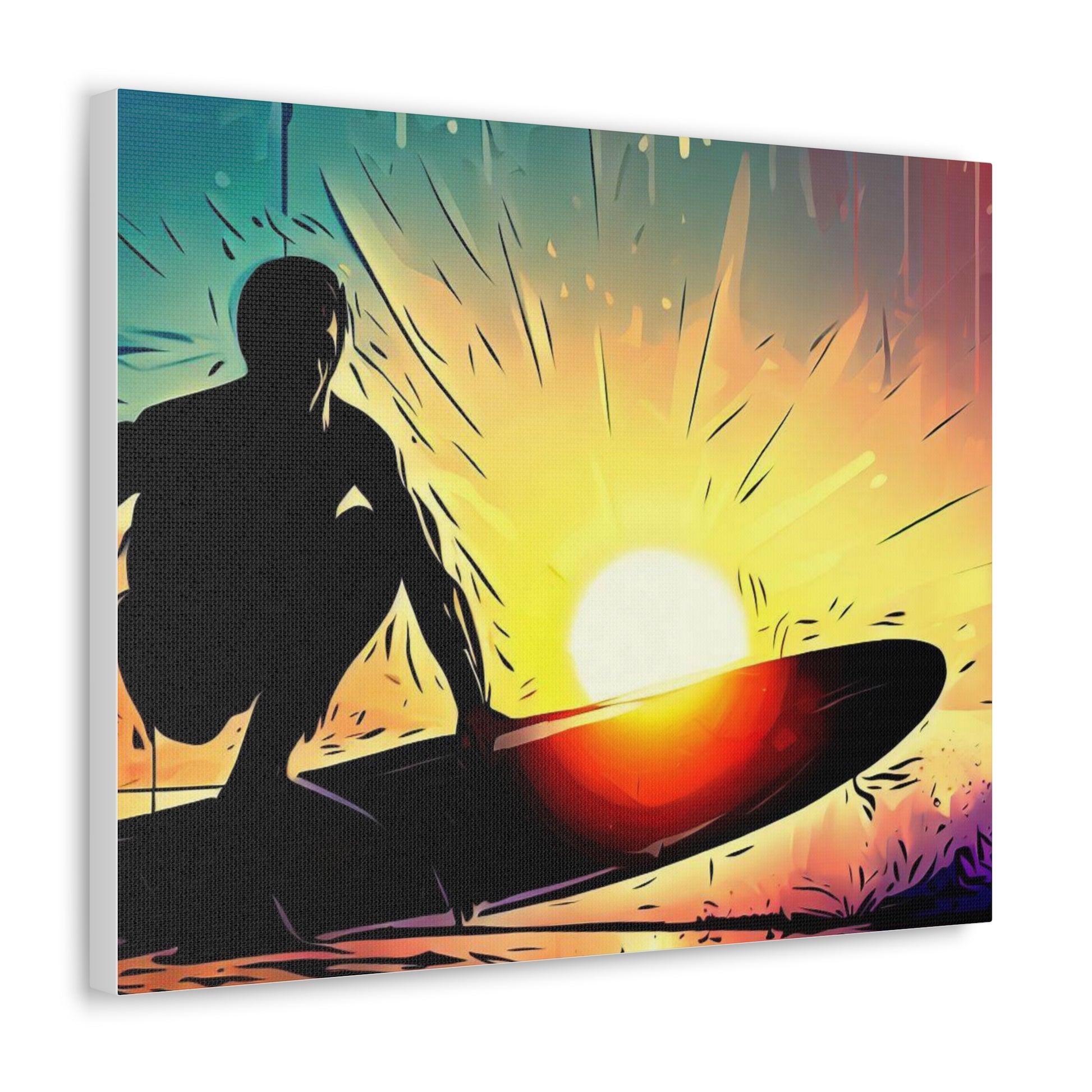 Surfer, Surfing Sunset, Graffiti-inspired home decor, Modern street art prints, Graffiti wall art, Street art canvas art, Graffiti artist prints - SaviTraviDesigns