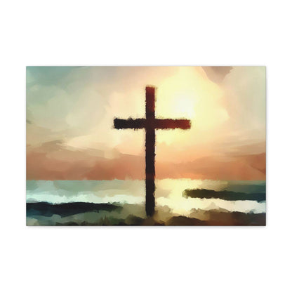 Christian wall art, Cross wall art, beach art, ocean art, Canvas Gallery Wraps - SaviTraviDesigns