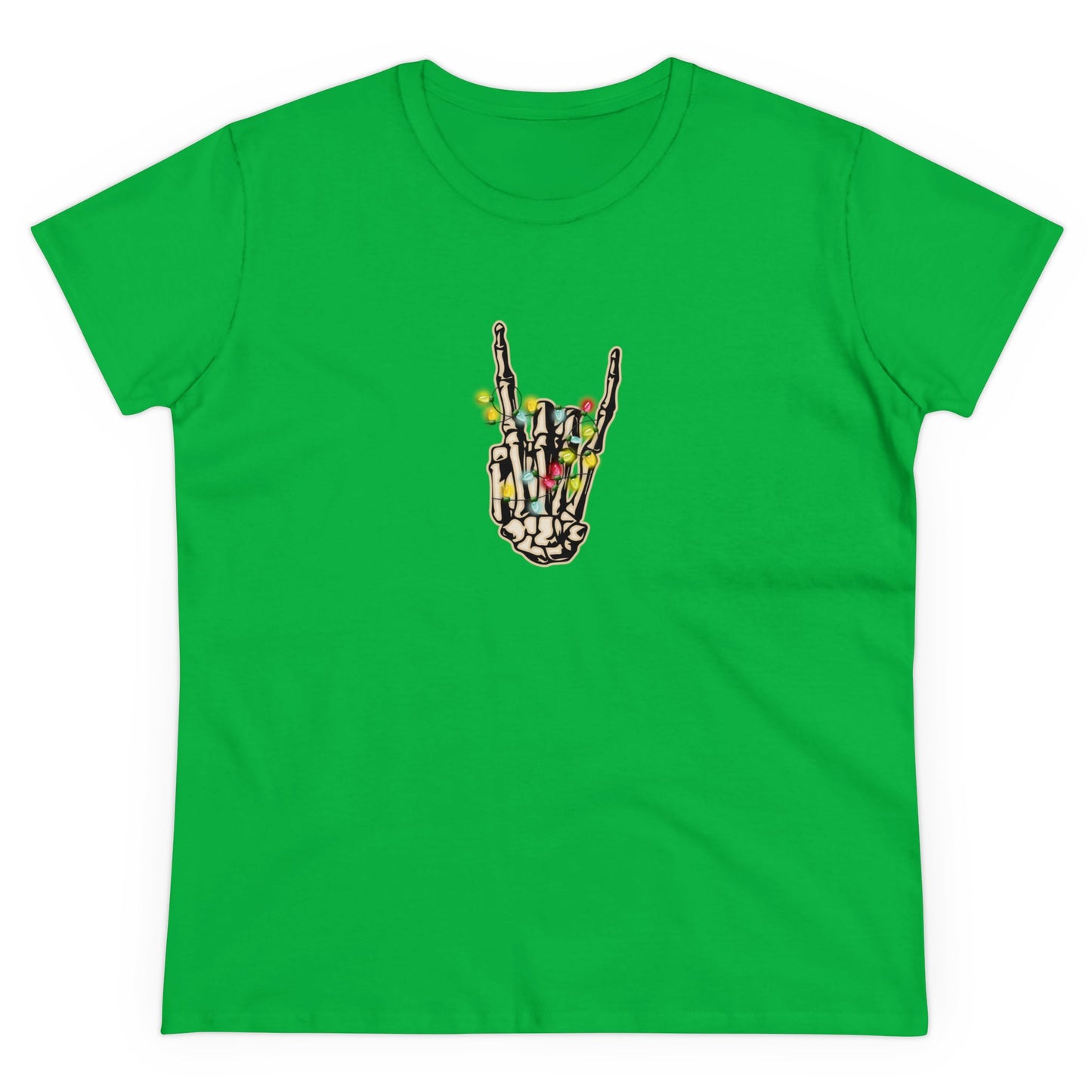 Christmas Lights, Skeleton Hand, Christmas Graphic Shirts, Festive Holiday T-Shirts, Ugly Christmas Sweater Tees, Funny Christmas Shirt Designs, Cute Xmas Graphic Tees Irish Green