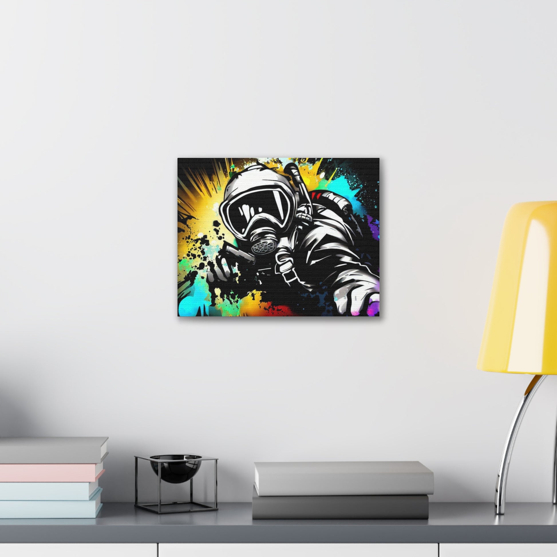 Gas Mask, SCUBA Diver, Graffiti Artist, Graffiti-inspired home decor, Modern street art prints, Graffiti wall art, Street art canvas art, Graffiti artist prints