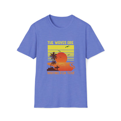 The Waves Are Waiting |Beach Lifestyle Shirts | Summer Vibe Apparel Heather Royal