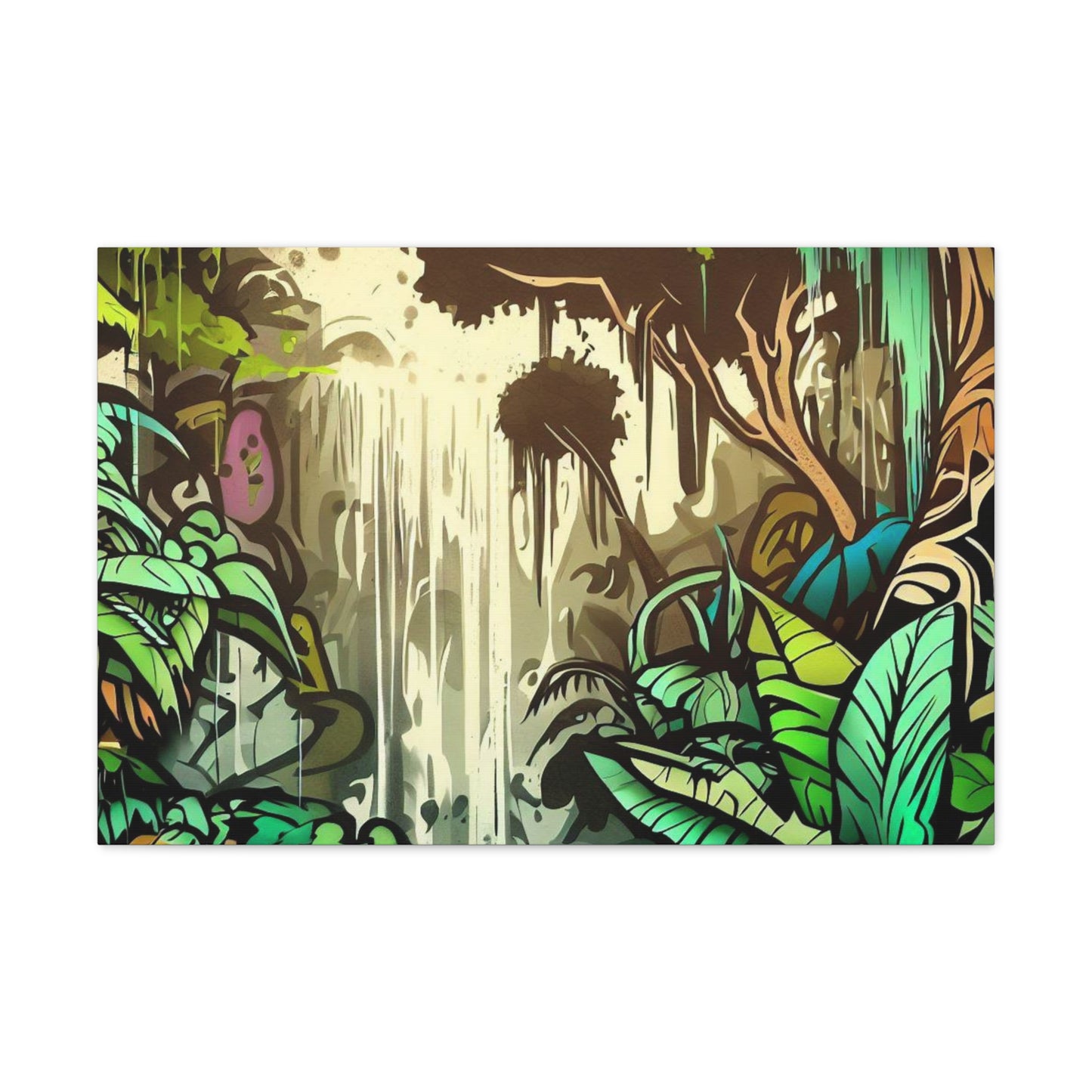 Jungle Waterfall, Rainforest Waterfall, Graffiti-inspired home decor, Modern street art prints, Graffiti wall art, Street art canvas art, Graffiti artist prints