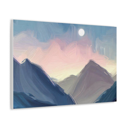 Mountain Wall Art, Moon Wall Art, Canvas Gallery Wraps, Moon Over Mountains