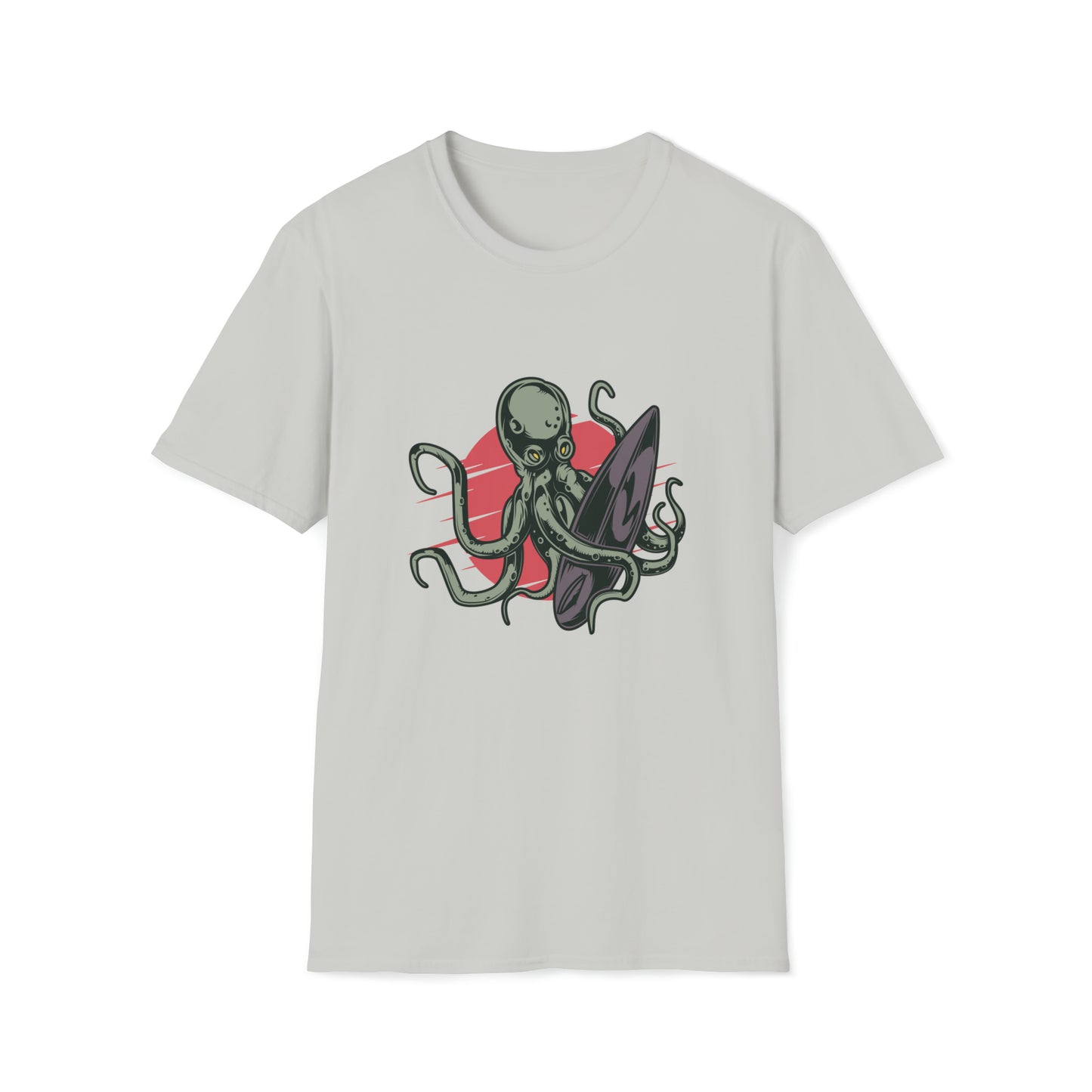 Octopus Surfing |Beach Lifestyle Shirts | Summer Vibe Apparel Ice Grey