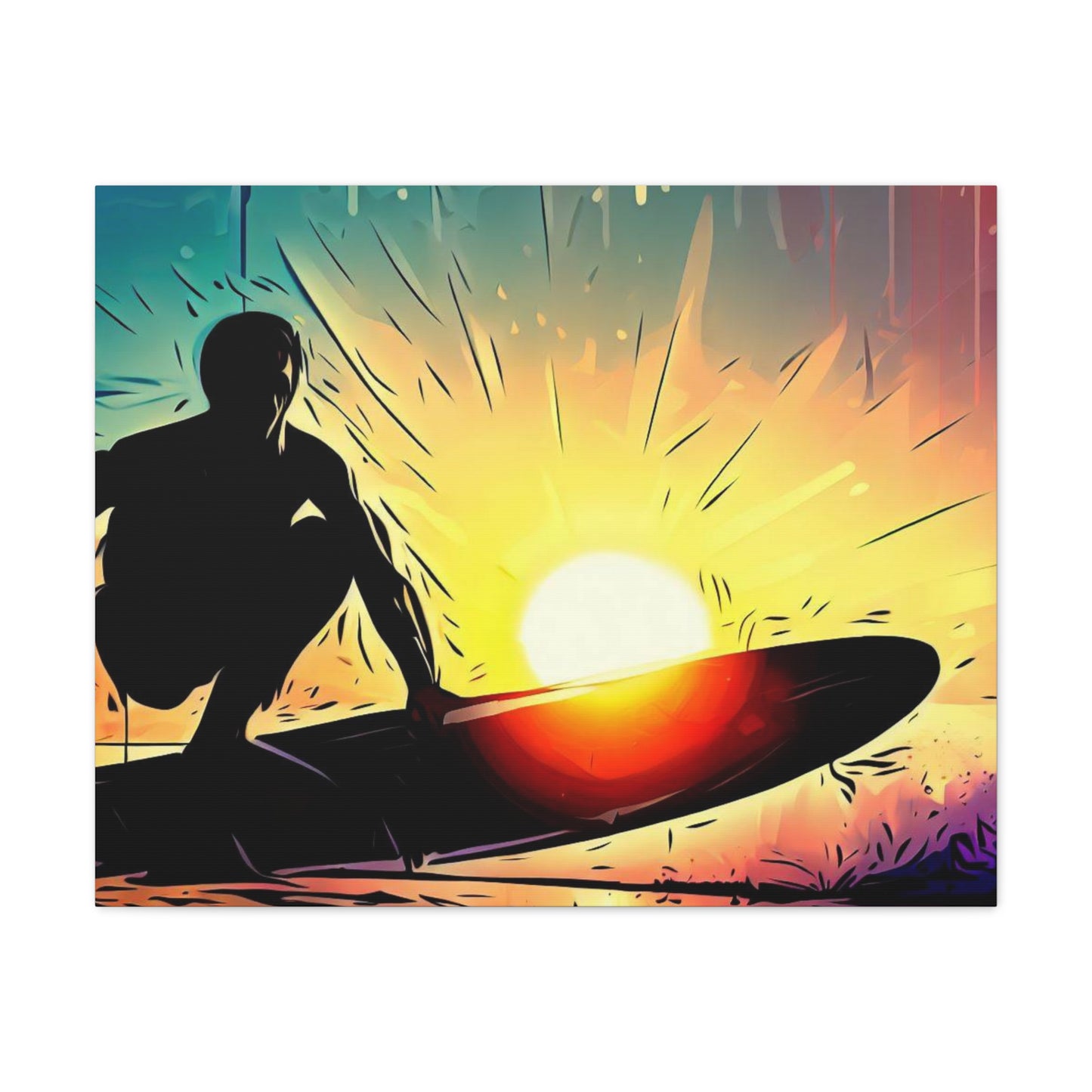 Surfer, Surfing Sunset, Graffiti-inspired home decor, Modern street art prints, Graffiti wall art, Street art canvas art, Graffiti artist prints - SaviTraviDesigns