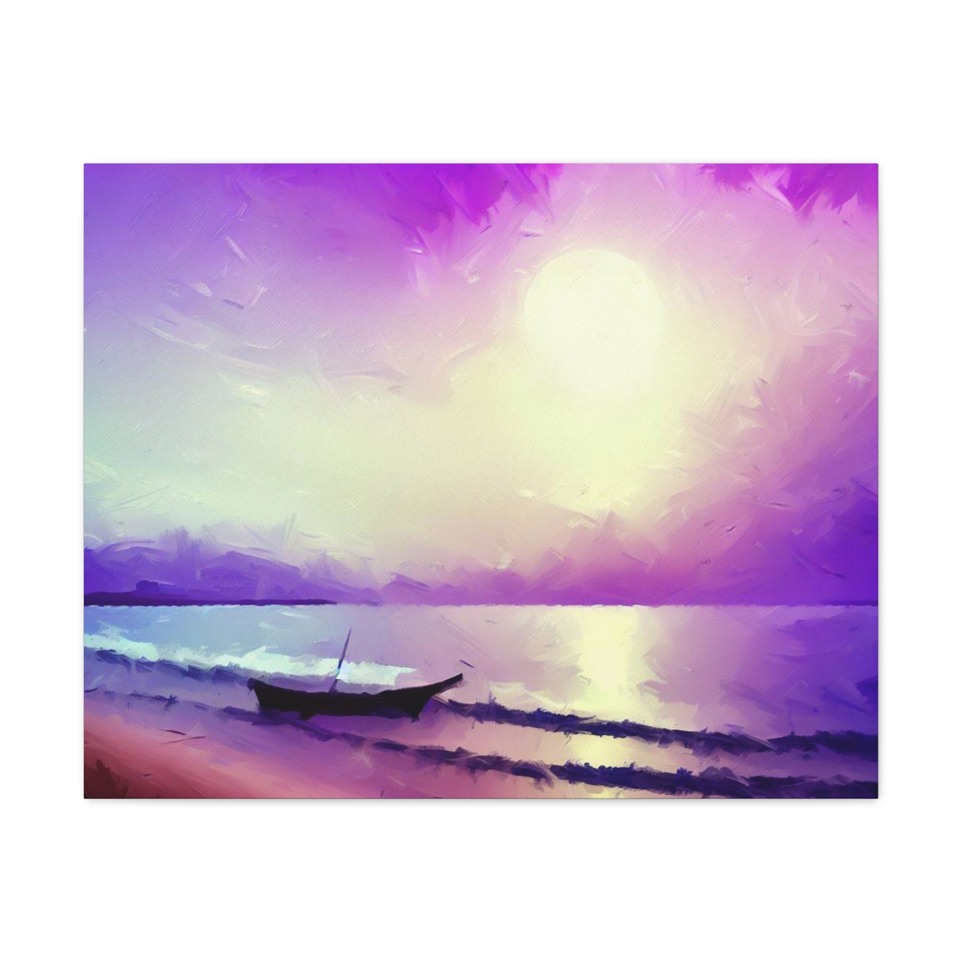 Sailboat Beach, Purple Sunset, Beach wall art, sunset wall art, beach art, Canvas Gallery Wraps 30″ x 24″ Premium Gallery Wraps (1.25″)