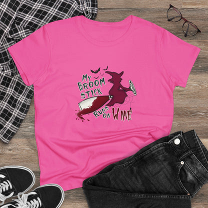 My Broomstick Runs On Wine, Halloween Graphic Shirts, Spooky Halloween Shirts, Scary Halloween Shirt Designs, Cute Halloween Graphic Tees, Funny Halloween Shirt Ideas - SaviTraviDesigns