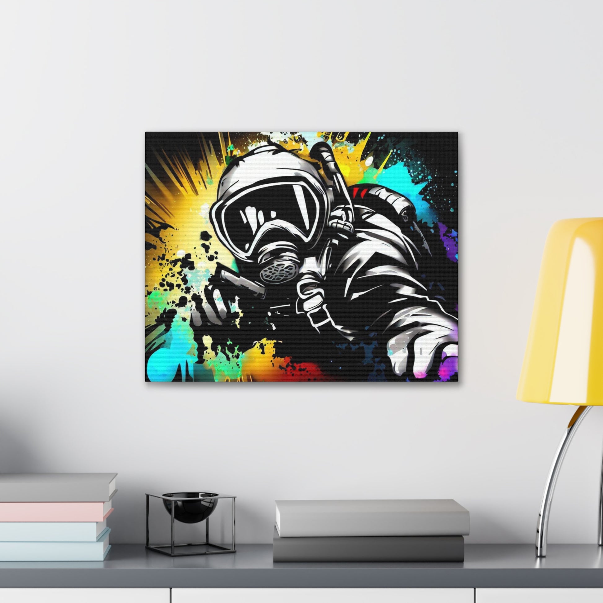 Gas Mask, SCUBA Diver, Graffiti Artist, Graffiti-inspired home decor, Modern street art prints, Graffiti wall art, Street art canvas art, Graffiti artist prints