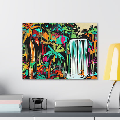 Jungle Waterfall, Rainforest Waterfall, Graffiti-inspired home decor, Modern street art prints, Graffiti wall art, Street art canvas art, Graffiti artist prints - SaviTraviDesigns