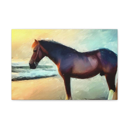 Horse wall art, Beach wall art, ocean art, Canvas Gallery Wraps, Horse Beach, Sunset Beach - SaviTraviDesigns