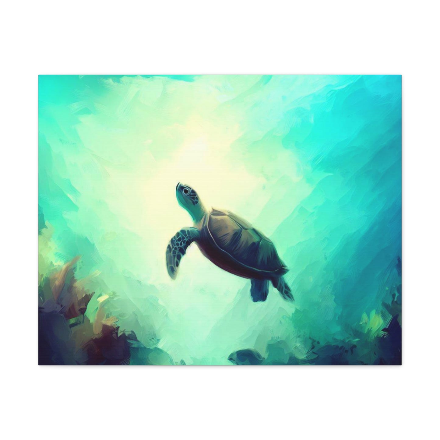 Sea Turtle wall art, ocean art, Canvas Gallery Wraps, Ocean Animal, Turtle 30″ x 24″ Premium Gallery Wraps (1.25″)