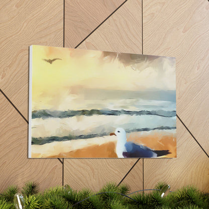 Seagull Painting, Beach wall art, Ocean Wall Art, Canvas Gallery Wraps