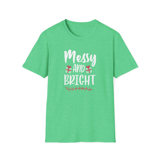 Messy And Bright Holiday Graphic Shirt Heather Irish Green