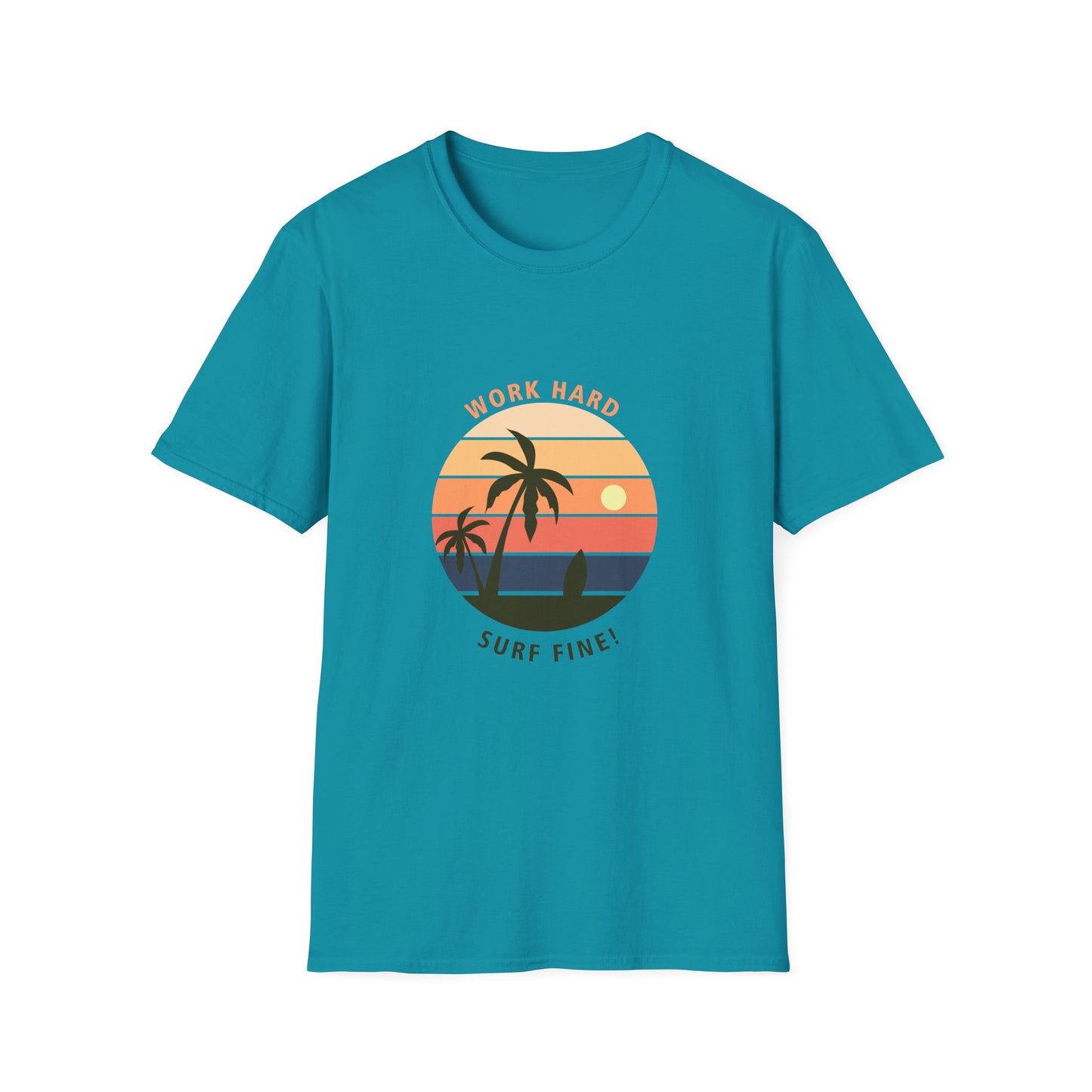 Work Hard Surf Fine Graphic T Shirt Tropical Blue